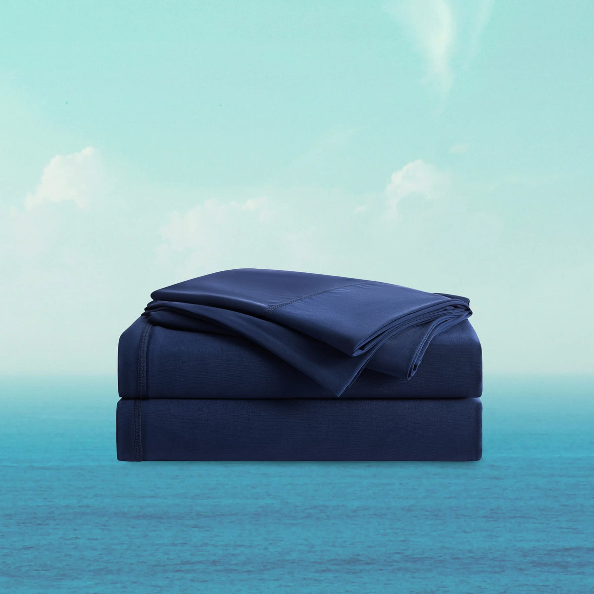 Breescape twilight blue breathable cooling sheets, BlendTek™ fabric for hot sleepers.