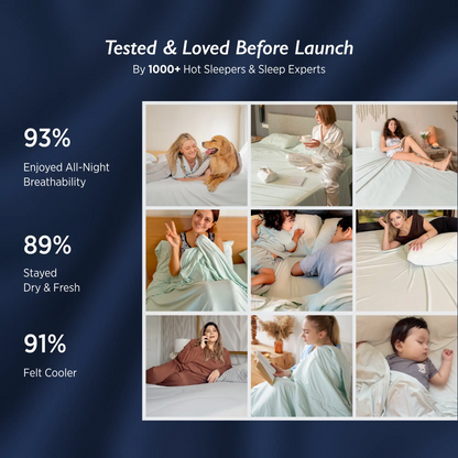 Breescape sheets: 93% breathable, 89% dry, 91% cooler. Tested by 1000+ hot sleepers.